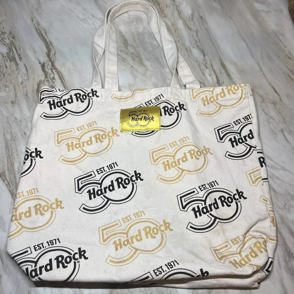 Hard Rock Canvas Tote bag 50th‎ Anniversary Limited Edition Gold Black